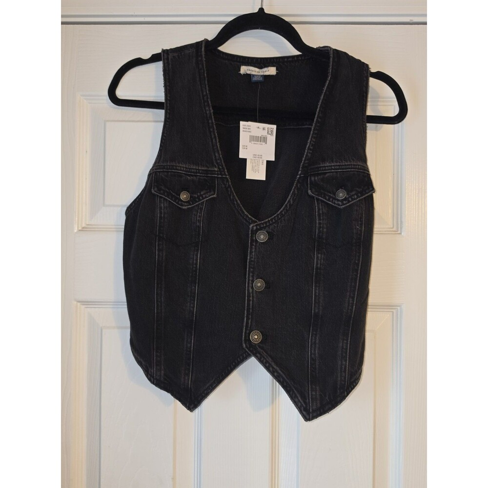 American Eagle AE Black Denim Vest Top Size M NWT